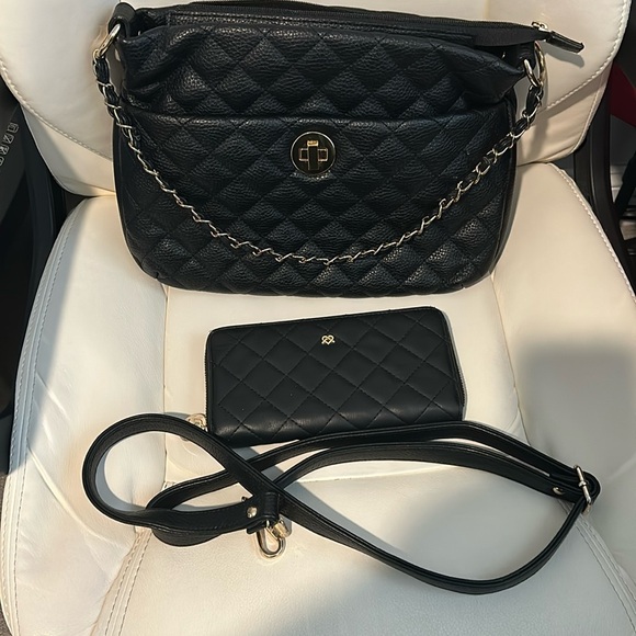 Gunas - black and gold handbag and wallet set. Vegan. Quilted design. - Picture 1 of 16